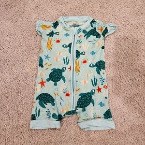 Little Sleepies Sea Turtle Friends Shorty Romper 3-6M